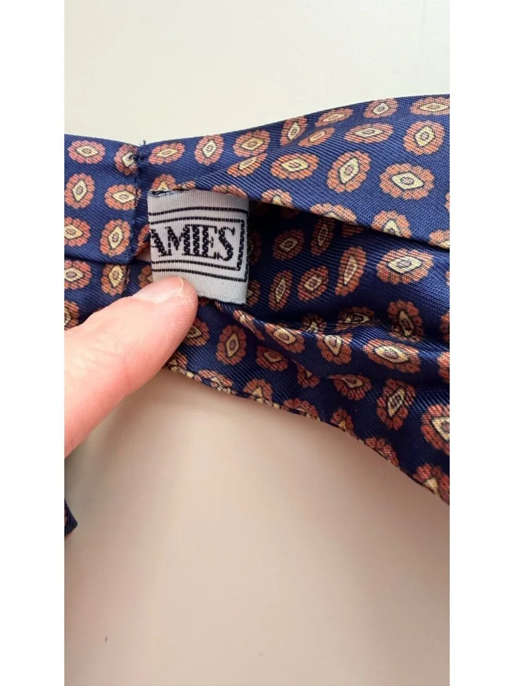 Hardy Amies Blue & Orange Geometric Pattern Scarf Ascot Tie